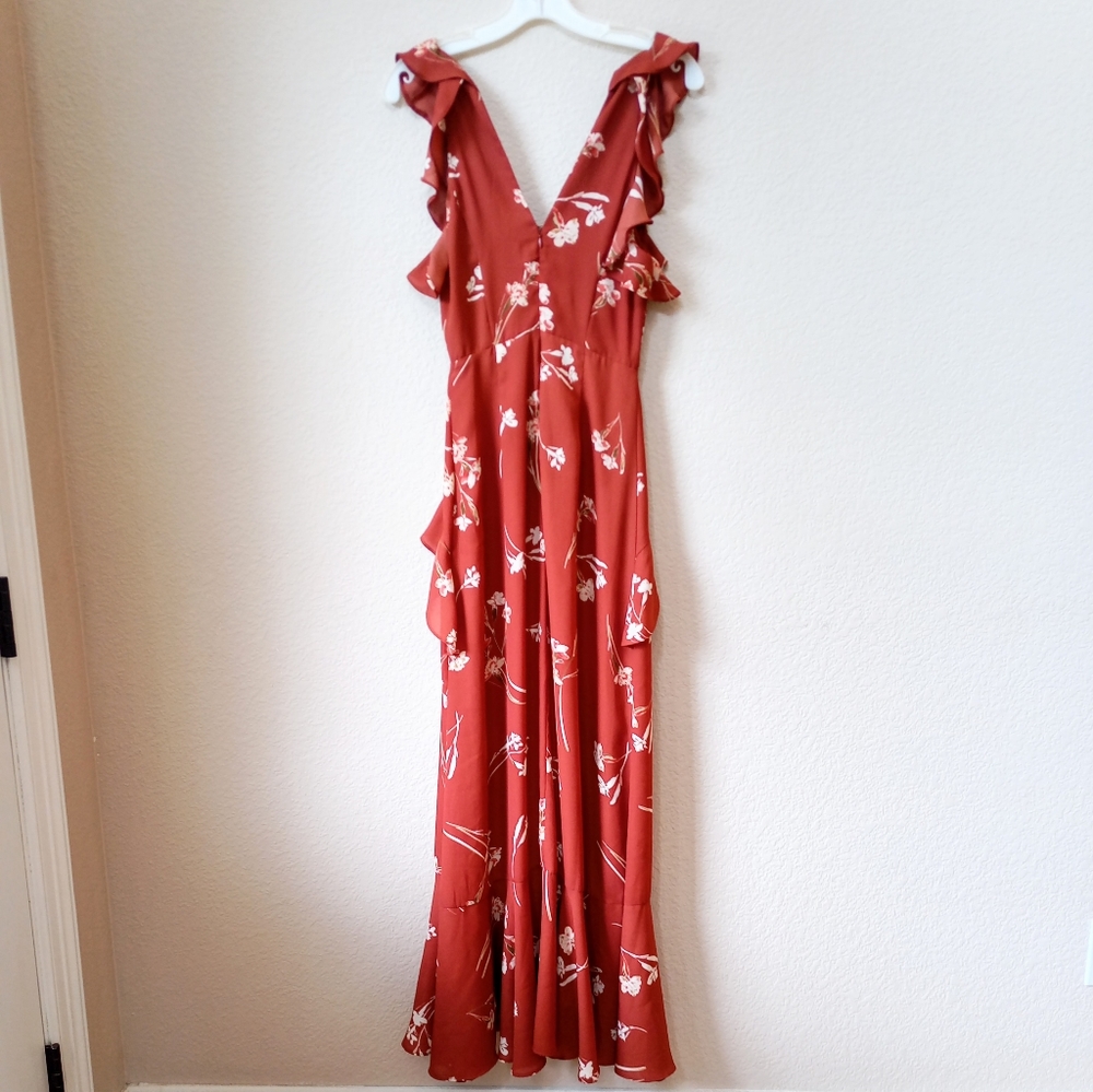 ASTR Rust Floral Ruffle Maxi Dress - Picture 10 of 10